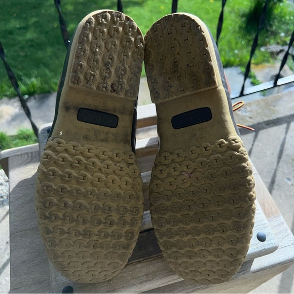 LL Bean Men’s 9M Duck Boots Tan Leather Brown Rubber 6 Eye Maine USA 8 Inch - Picture 9 of 11